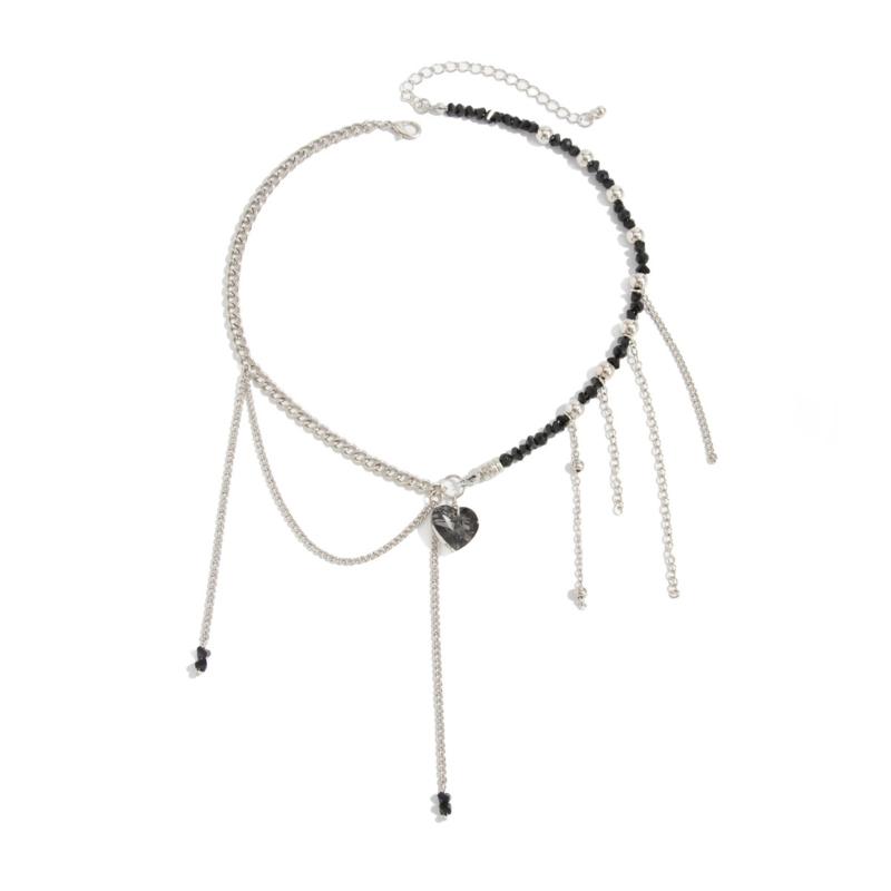 Lightweight Acrylic Bead Necklace Featuring Elegant Heart Tassels Design Ideal For Sensitive Skin All Day Use Parties