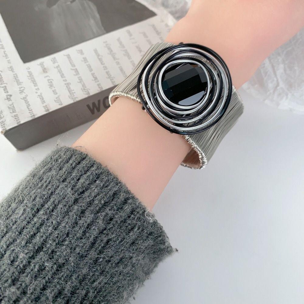 Punk Goth Rhinestone Bracelet Silver Color Women Bangle Fashion Metal Wire Bracelet  Music Party