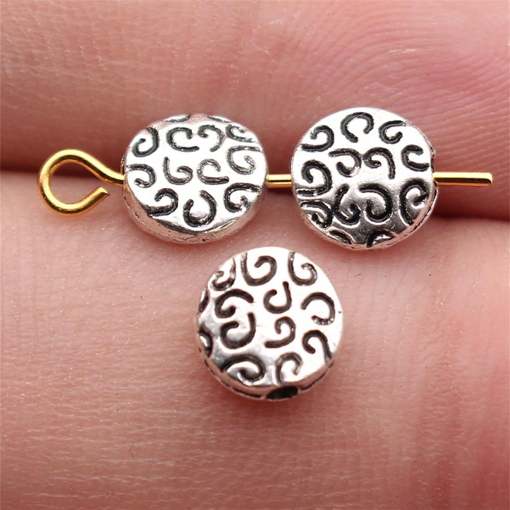 Twisted-Pattern Small-Hole Spacer Beads Mini Antique Bronze Silver Jewelry Making String Beads Separator