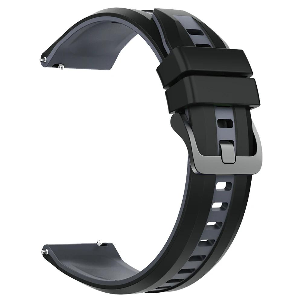 

22mm Silicone Wrist Strap For Huami AMAZFIT BIP 6 5 GTR 4 3 2 2e 47mm Bracelet Replace For AMAZFIT BALANCE 2 Two-Tone Watchbands 1Pcs 22mm черный серый