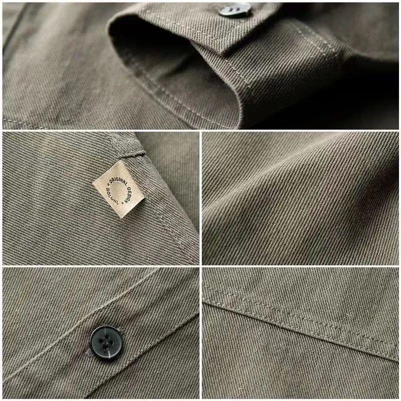 Men's Cross-Border 2025 Workwear: Loose Long-Sleeve Cardigan Shirt for Spring & Autumn