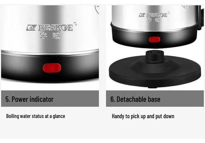304 Stainless Steel Electric Kettle with Auto Shut-off & Keep Warm Feature