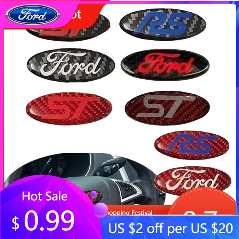 Car Sticker 2025 Hot New Car Steering Wheel Emblem Stickers Carbon Fiber for Ford Mondeo Mk3 Escape Ecosport Edge Focus Ranger F