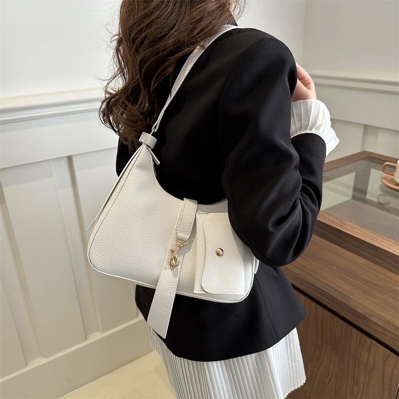 2024 New Fashionable French Style Simple Texture Atmosphere Bag For Women Street Trend Pu Shoulder Bag