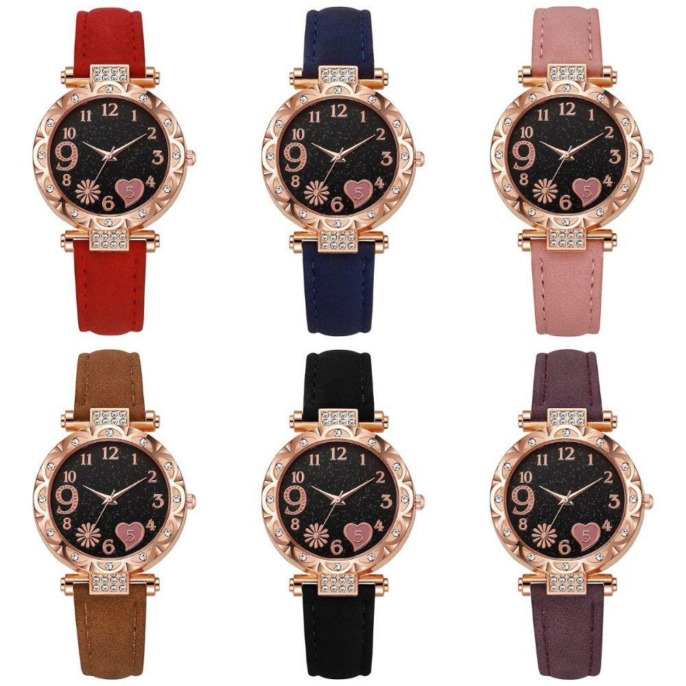 Light Luxury Leather Band Women's Watch Rhinestone Fresh Design Quartz Watch Ladies Watch Daily Wear