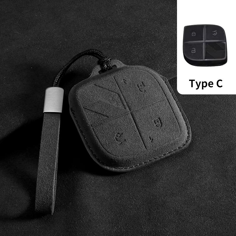 Suede Car Remote Key Case Cover Shell Holder Fob Keychain For LYNK&CO 08 2022 2023 2024 LYNK CO 08 for LYNKCO 01 02 03 05 06 09