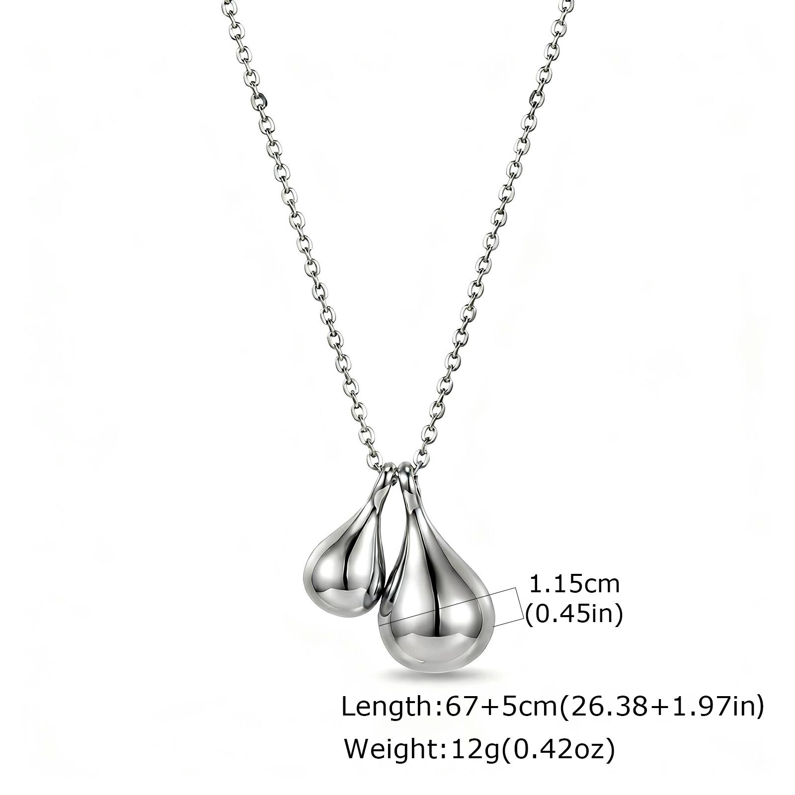 

Long Chain Double Water Droplet Pendant Necklace for Women, Korean Fashion Jewelry Accessory