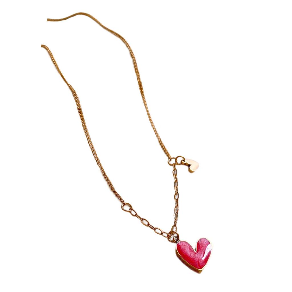 Small Heart Pendant Necklace Date Jewelry Stainless Steel Texture Suitable for Music Festivals and Fashion Shows