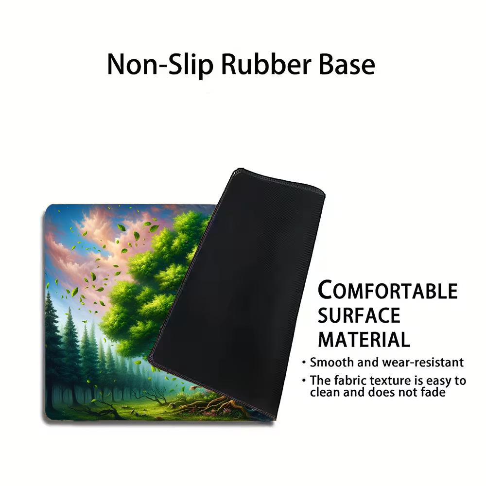 Dual Scenery Day Night Tree Playmat Mousepad Stitched Edge Non-Slip Rubber Base Thick Wear Resistant Suitable For work Card game