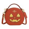 Canteen 17 Halloween Kürbisdruck Crossgrain Leder Schulter Crossbody Handtasche Kleine Damenhandtaschen Gold Tieforange CW468-IMOY8