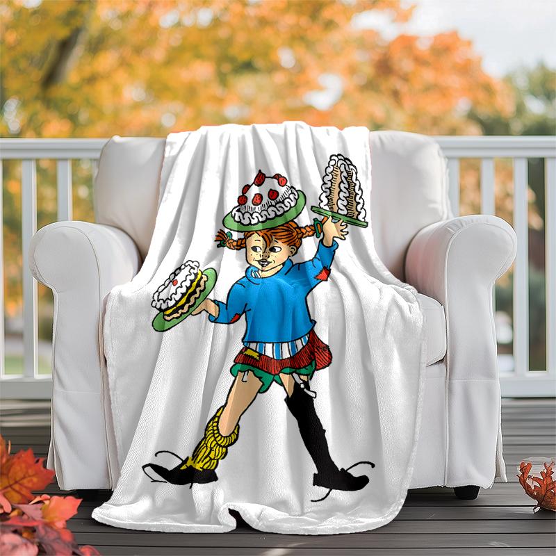 Coperta in Flanella di Pippi Calzelunghe Morbida Calda per Tutte le Stagioni, Design per Campeggio, Viaggio in Auto, Escursionismo Divano, Letto, Ufficio Regalo Perfetto per Feste