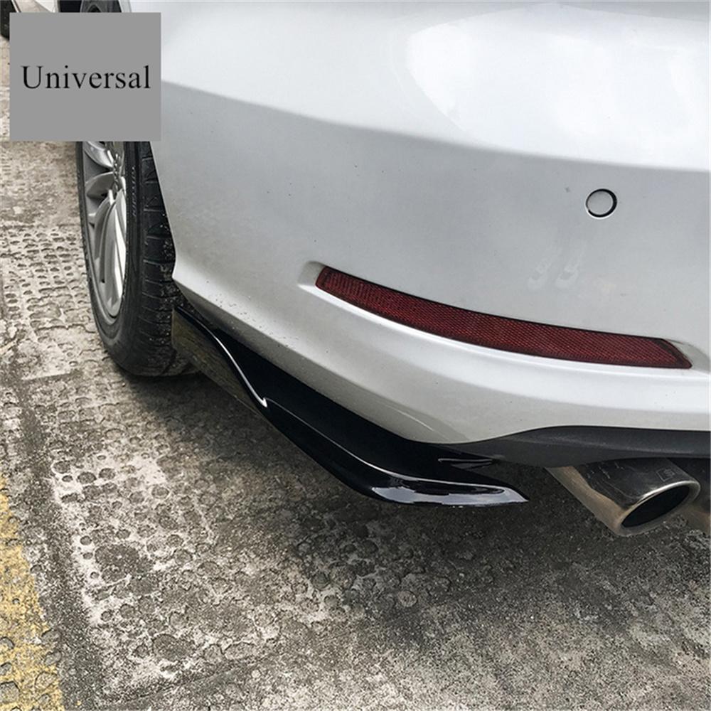 Universal Car Rear Bumper Spoiler Canards Fins Anti-Crash Diffuser Lip Wrap Kits
