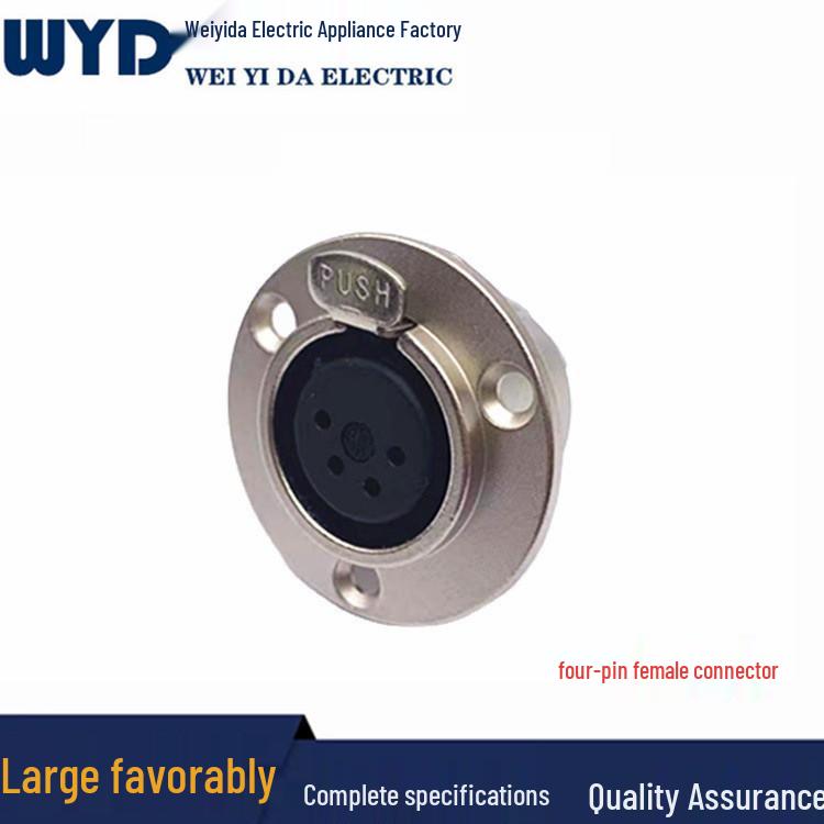 Nickel-Plated 4-Pin Canon Female Microphone Socket with Copper Core