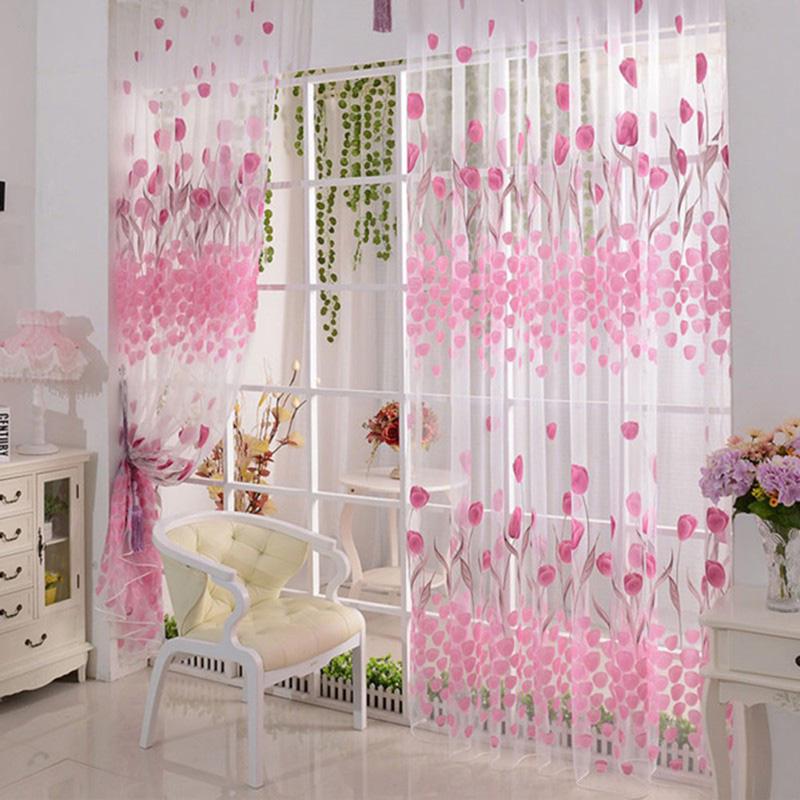 Tulip Printed Nordic Curtains Fashion Door Window Curtain Practical Elegant Beautiful Romantic Durable for Living Dining Room