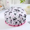 Flower Pattern Double Layer Shower Cap Waterproof Reusable Printed Bath Hair Bonnet For Women Ladies Spa Salon Home Travel Use