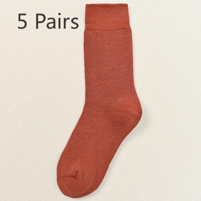 

5 пар женских зимних толстых шерстяных хлопковых чулок с круглыми краями и длинных теплых шариков 5 Pairs кирпич красный