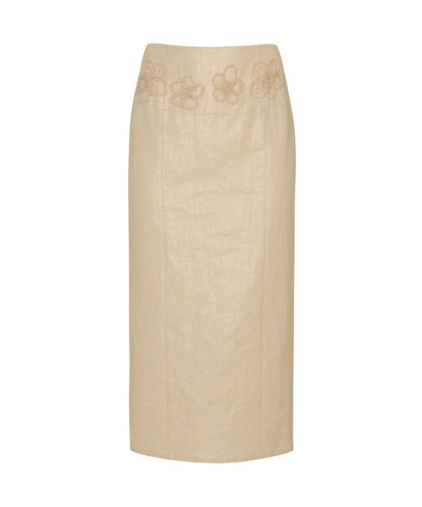 LOULOUSEOUL Shiny Flower Skirt (Beige)