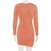 Gonna Autunno/Inverno da Donna Sexy con Intagli a Pacchetto sui Fianchi Vestito a Maniche Lunghe Pieghettato