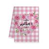 Mother's Day Pink Plaid Floral Kitchen Dishcloth Gift