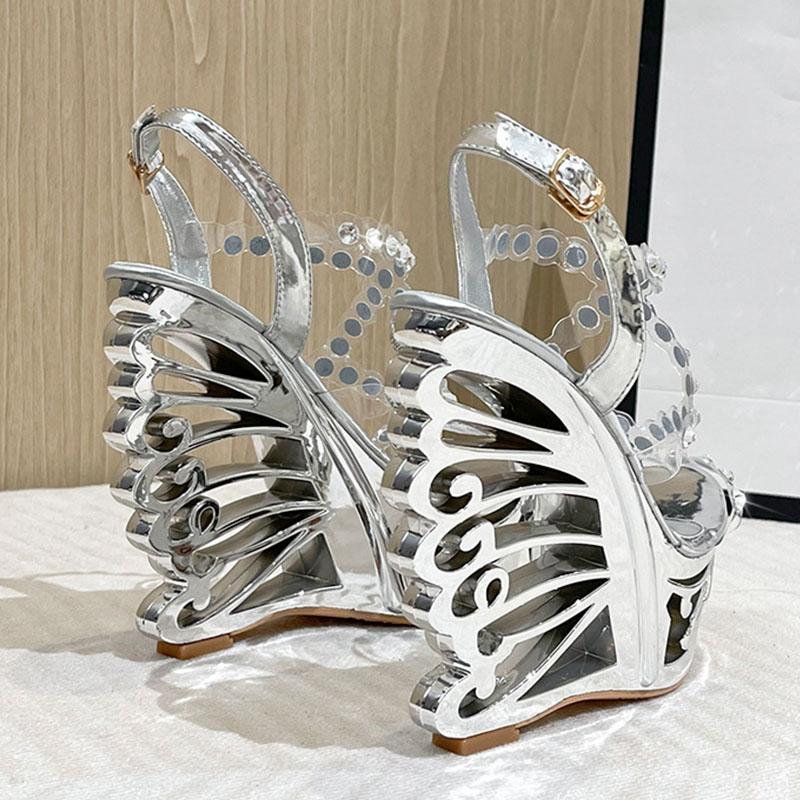 Zapatos de mujer Tacones altos con diamantes de imitación Sandalias de plataforma de tacón ultra alto Serie 1076 Tacón de 15 cm Plataforma de 5 cm LFD