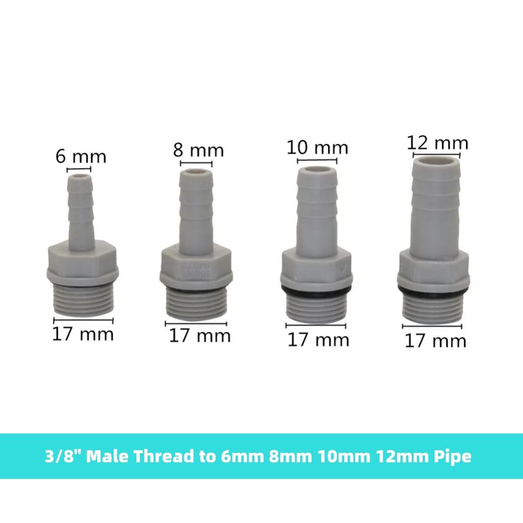 10Pcs PVC Pagoda Straight Connectors 1/8" 1/4" 3/8" 1/2" Male Thread To 6mm 8mm 10mm 12mm Yard Irrigation Fish Tank Pump Joints