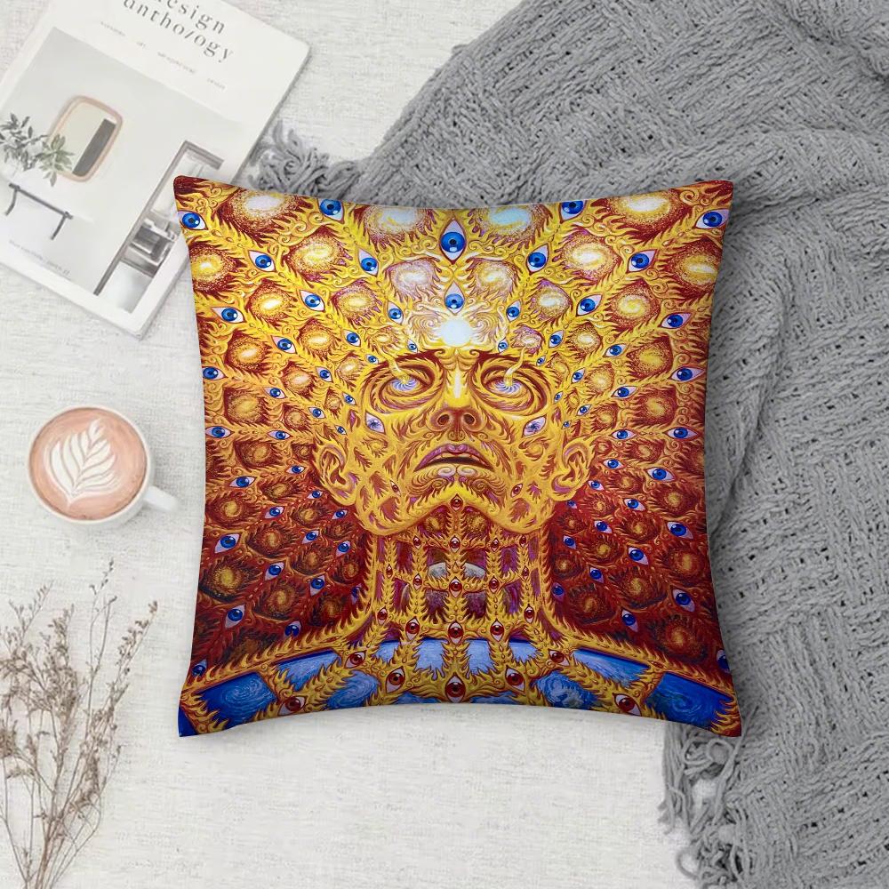 Art Alex Grey Trippy Psychedelic Pillow Case Pillow Cover Case Square For Home Use Living Room Sofa Cushion Cover Decoration