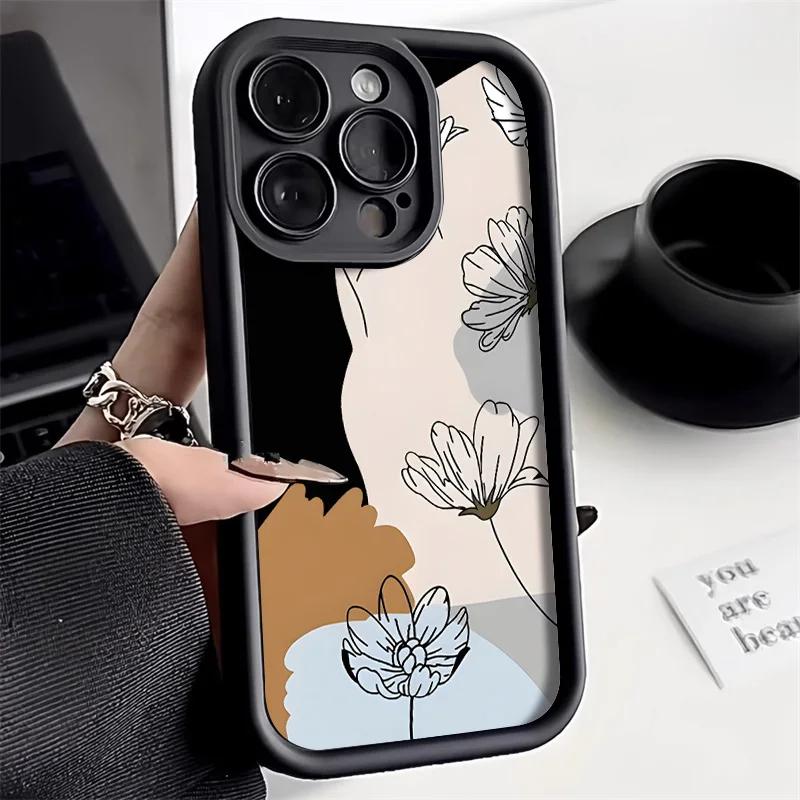 Abstract Plants Phone Case For iPhone 17 15 Pro MaxCase iPhone 13 16 14 12 11 Pro Max X XR XS 7 8 SECandy Liquid Silicone Cover