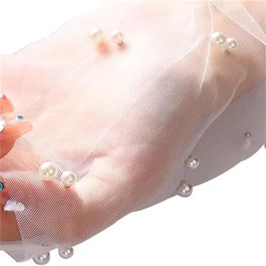 Elegant Long Mesh Pearl Gloves for Bridal Prom Party