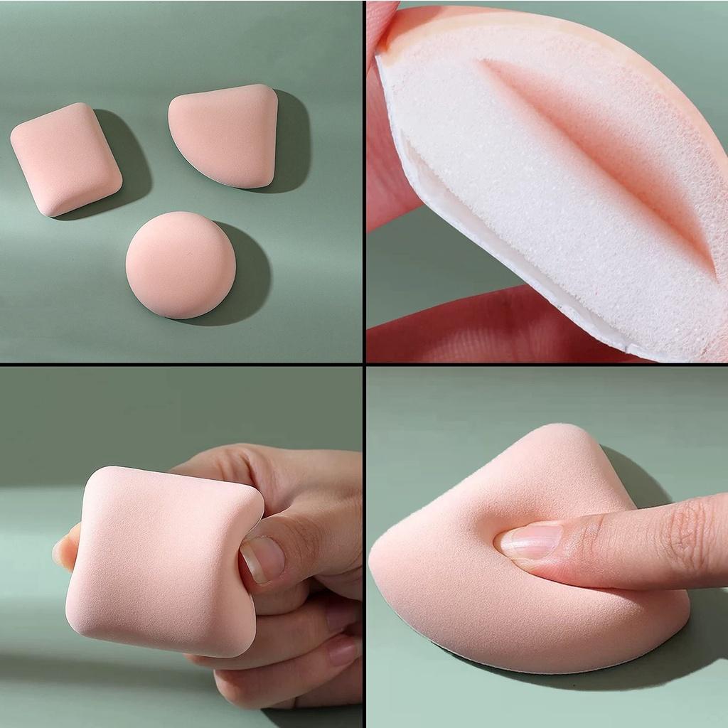 3 Pcs Dry Wet Usable Makeup Cosmetic Puff Sponge Cushion Puff for Foundation Powder Soft and Cute