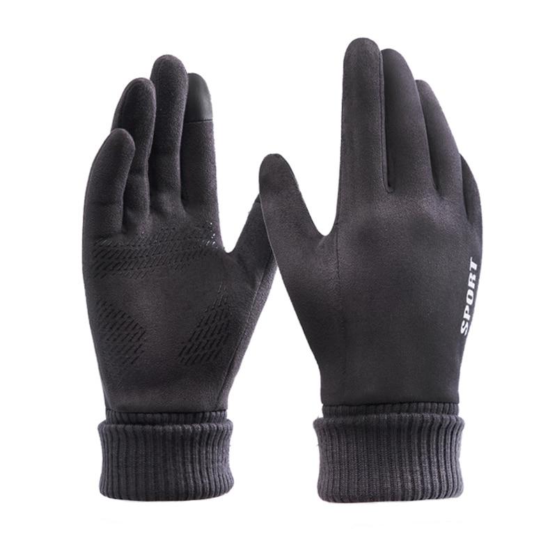 Winter Men Gloves Outdoor Keep Warm Touch Screen Riding Motorcycle Gloves Male Suede Windproof Full Finger Gloves