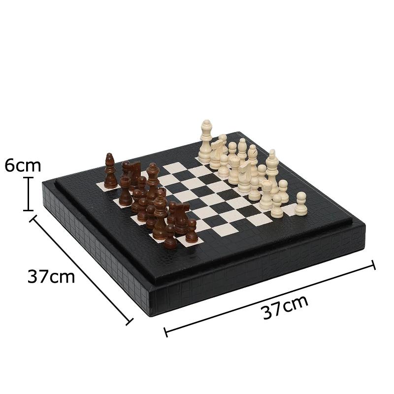 Minimalism Leather Tic-Tac-Toe Game Chessboard Geometric Artwork Ornaments Desk Decoration Chess Pieces Casual Chess Game