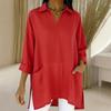 2026 Spring European & American Women's Fashion Solid Color Pocket Shirt Collar Loose Top