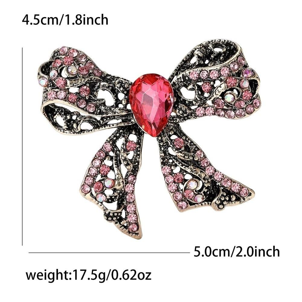 Vintage Bowknot Brooches Rhinestone Decoration Brooches Scarf Adjuster Women Dress Decoration A