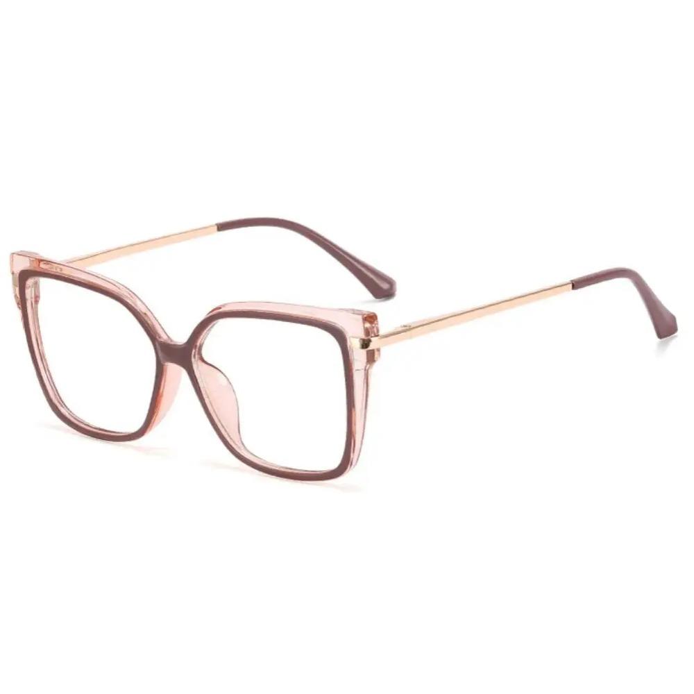 Stilige Optikk Minus Nærsynthetsbriller Kvinner Leopard Oversized Firkantet Brilleinnfatning Metall Datamaskin Anti Blått Lys Briller 0~-6.