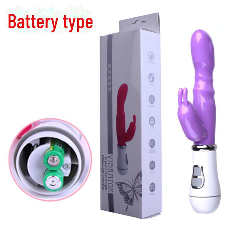 Vibrator reîncărcabil cu șoc dublu pentru punctul G, tip iepure, pentru cupluri - Dispozitiv de masaj cu vibrații intense