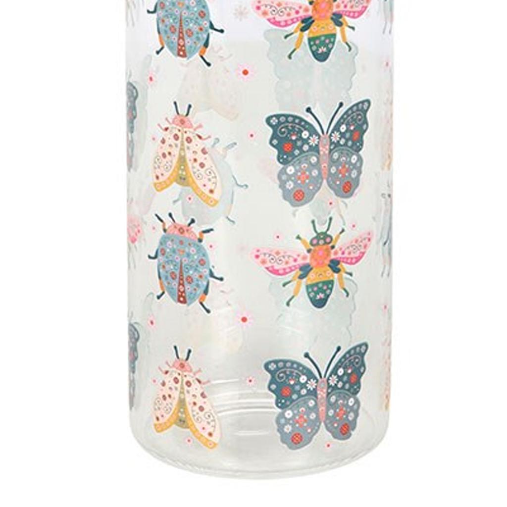 Something Different Floral Bug Glass Water Bottle