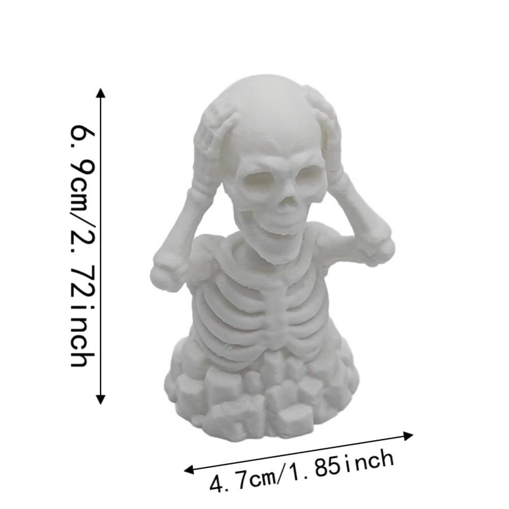 Compact 3D Printed Skull Novelty Luminous Tabletop Statue Halloween Skeleton Figurine  Showcase