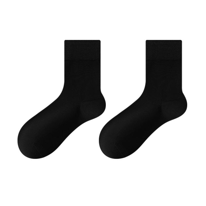 Men's Spring and Autumn Business Pure Color Cotton Deodorant Sweat Absorption Breathable Boneless Tube Socks
