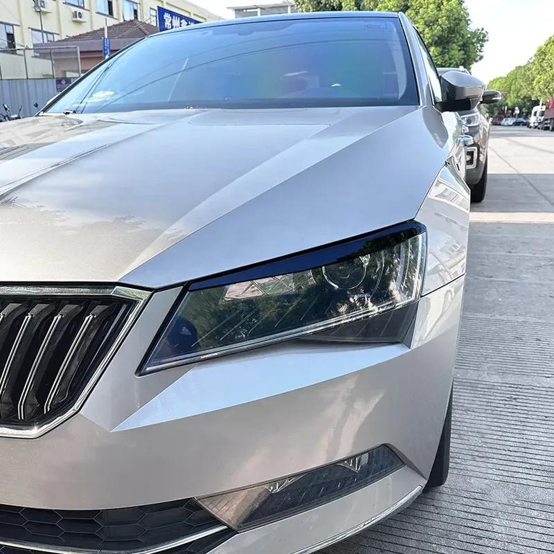 For Skoda Superb B8 2016-2018 Car Lid Trim Lamp Cover Body Kits Front Headlight Eyebrow Eyelids Sticker