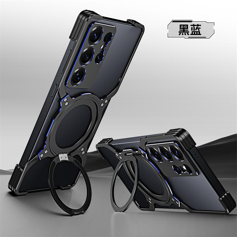 Titanium Metal Phone Case For For Samsung Galaxy S23 S24 S25 Ultra Plus Aluminum Alloy Bumper 360° Magnetic Lens Protect Frame Cover