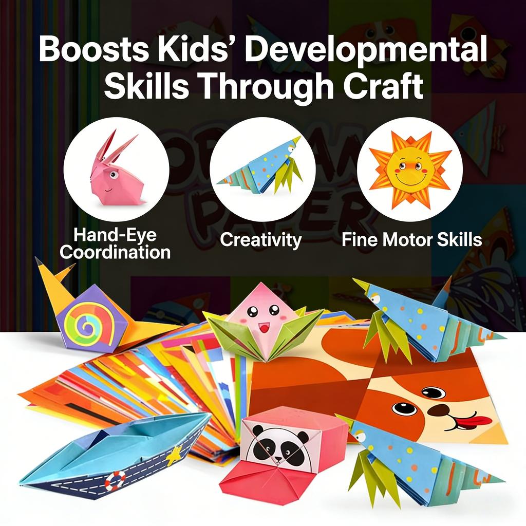 Creative Origami Paper Kit, 54 Double-Sided Sheets with Instruction Booklet, Educational DIY Craft for Kids & Adults