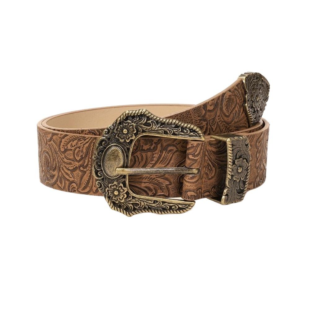 Modischer Breiter Western Cowboy Gürtel PU Leder Vintage Schnalle Gürtel Retro Lässiger Taillengürtel Herren Damen