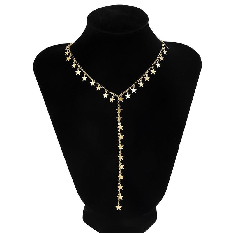 

Fashion light luxury temperament sweater chain necklace women, simple and versatile long Y-shaped star pendant necklace золотий