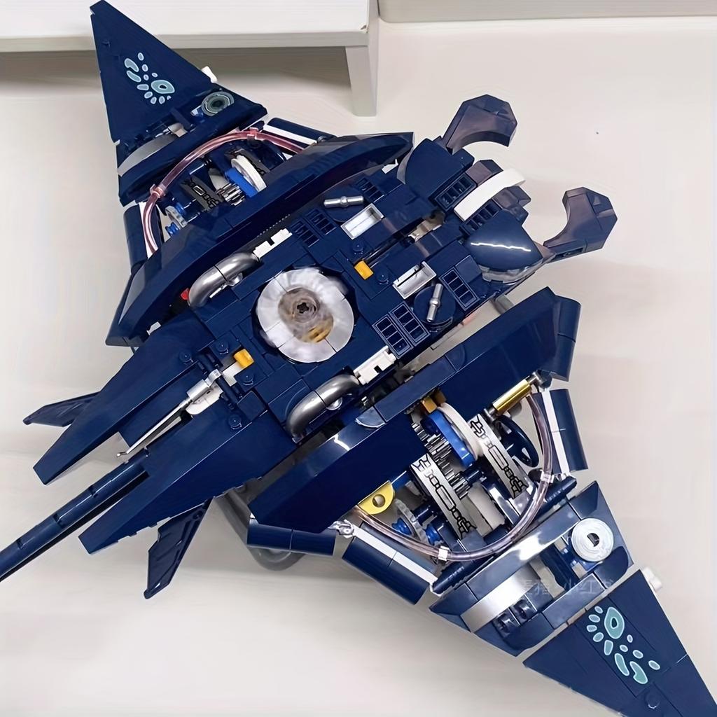 Manta Rochen Baustein Set, Meeresleben Modell, Sammlerstück Display für Erwachsene, Mit Beweglichen Flügeln Und Schwanz, Posierbares Manta Rochen Modellbausatz Mit