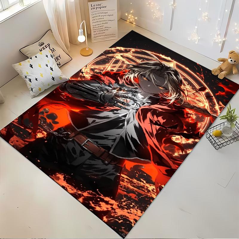 "Fiery Warrior with Red Cape Design - Non-slip rug suitable for living room and bedroom sofas sofas"
