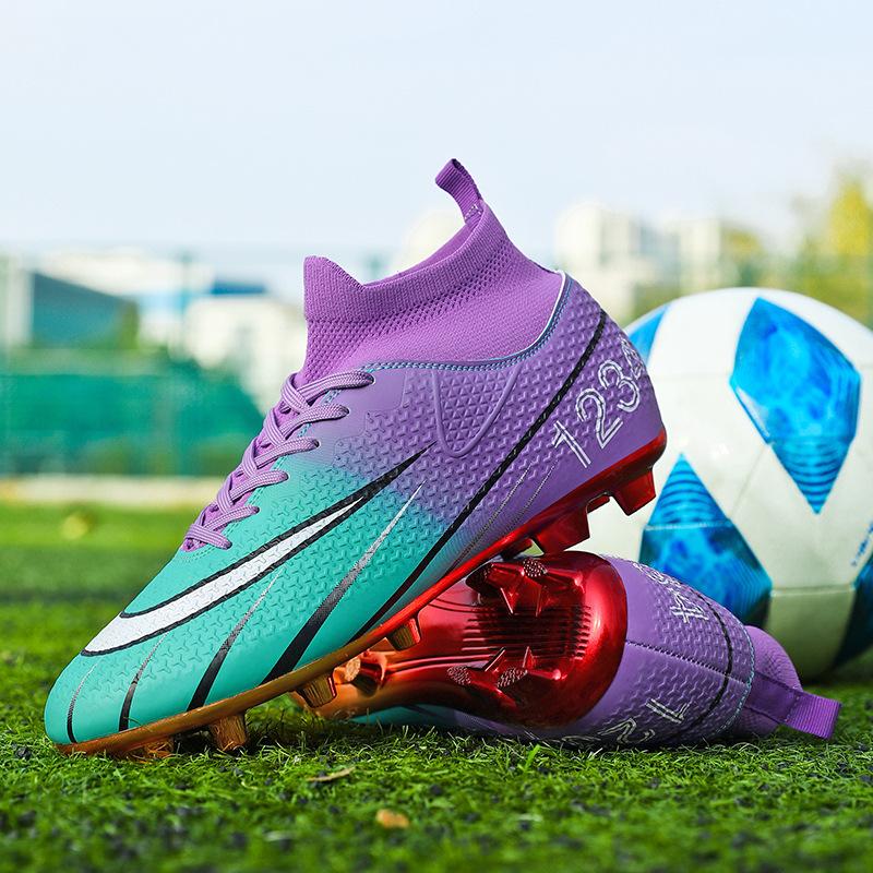 Ronaldo's New High-top Football Shoes Men's Broken Nails Children's Boys and Girls Adult Non-slip Competition Training Shoes