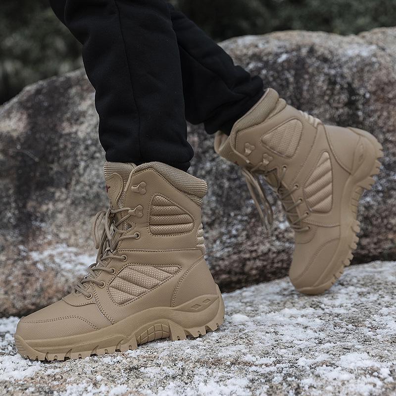 

Men s High-Top Tactical Outdoor Boots: Water-Repellent, Warm, Combat-Ready for Mountain Climbing and Ski Training 43 коричневий