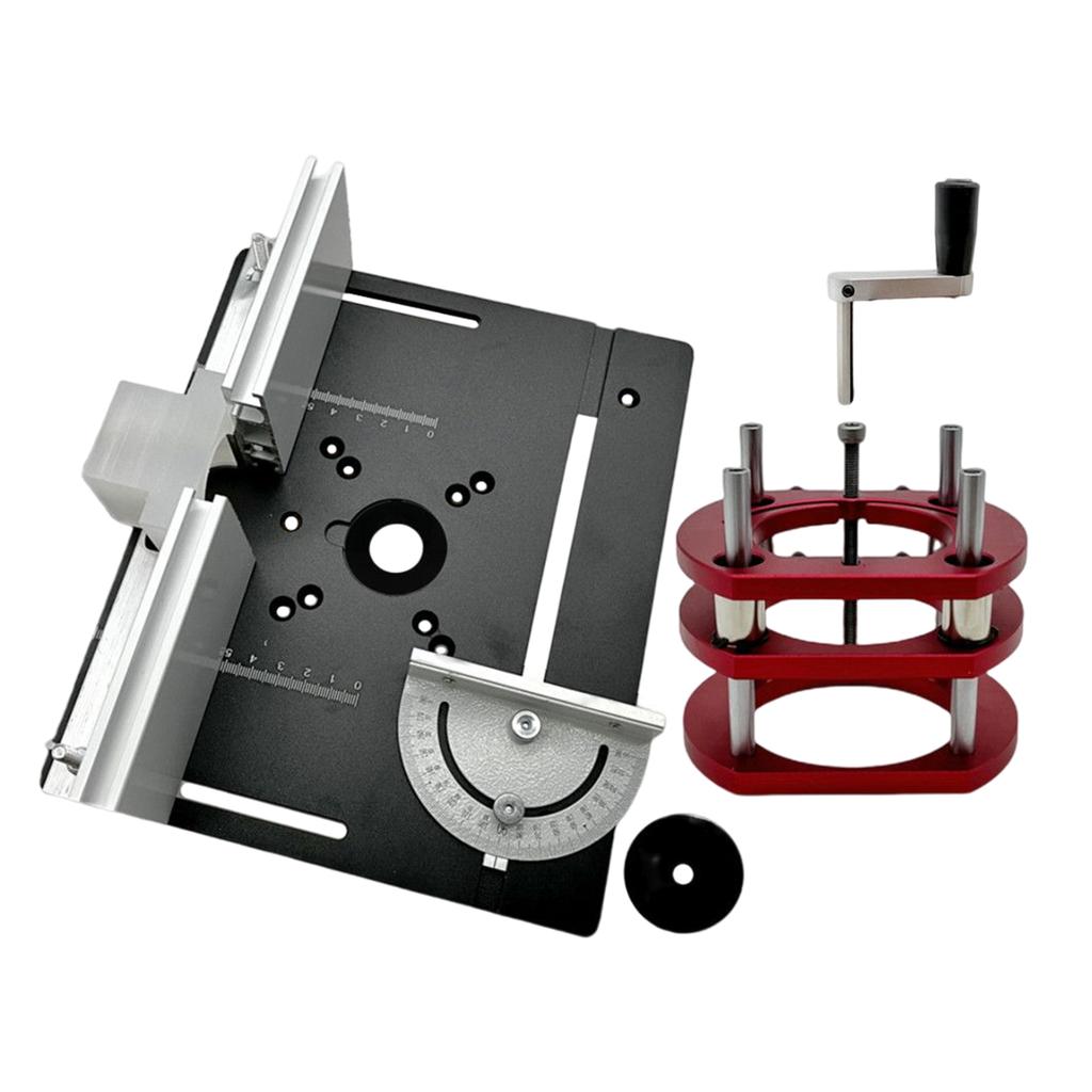 Router Lift Kit W/ Aluminum Router Plate for 65mm Diameter Motors Woodworking Router Table Workbench Trimmer Engraving Machine