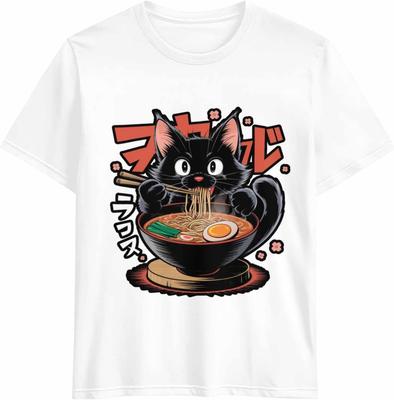 T Shirts for Men Graphic Tees Men Ramen Cat Crew Neck Mens Shirts Short Sleeve Kawaii Casual T-Shirt