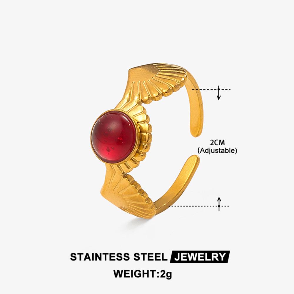 Middle East Titanium Steel Ring Female Turquoise Geometric Non-Fading Stainless Steel Ring